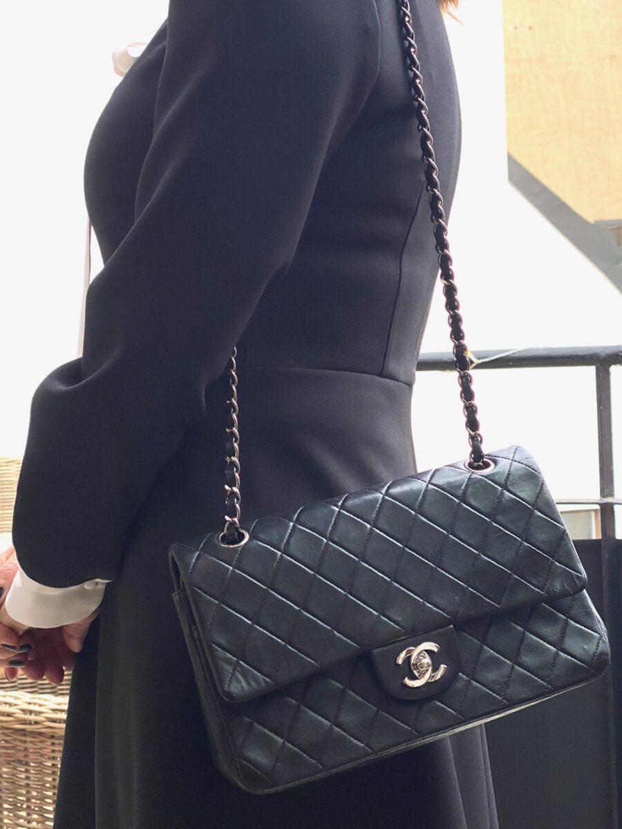 Chanel flap bag on model