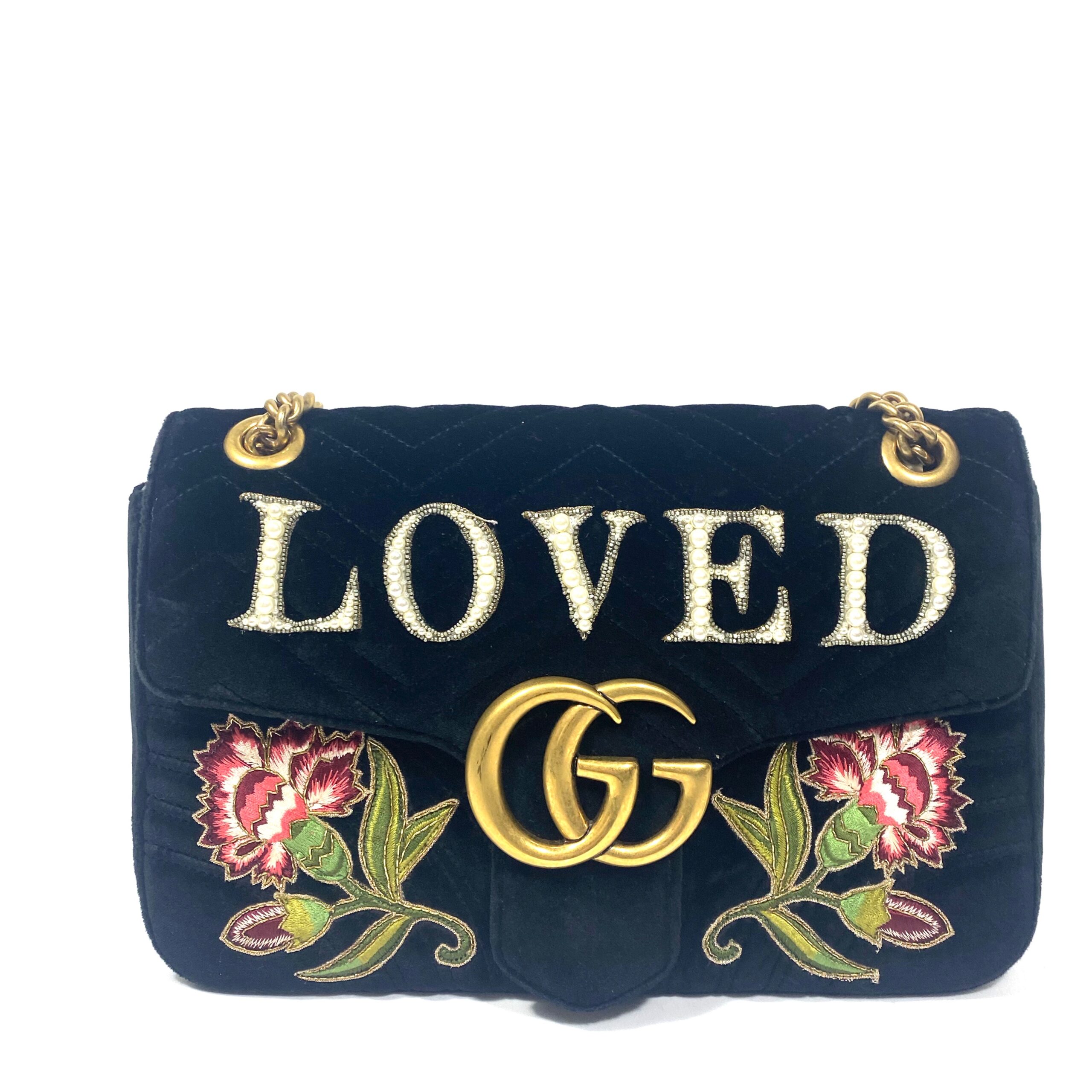do not do Seaside Contradict GUCCI GG MARMONT BLACK VELVET 'LOVED' SHOULDER BAG - Still in fashion