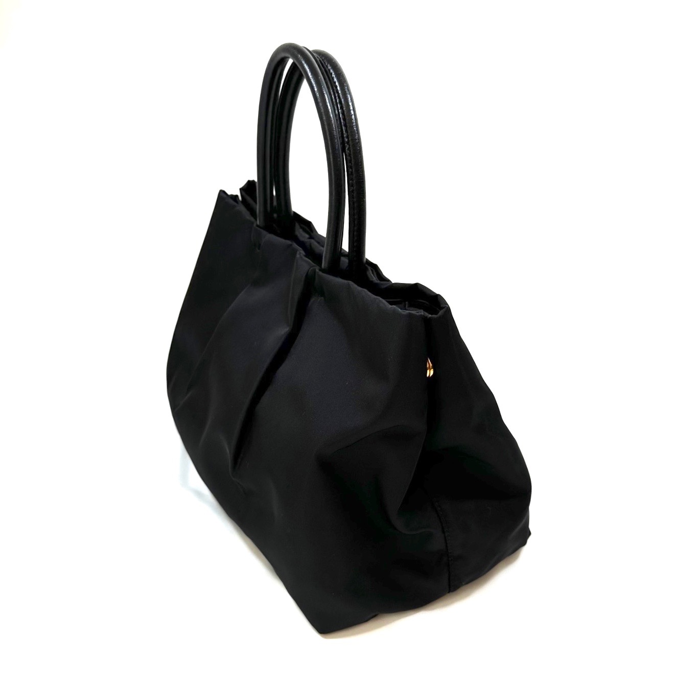 Prada Metal Handle Tessuto Tote - Black Totes, Handbags