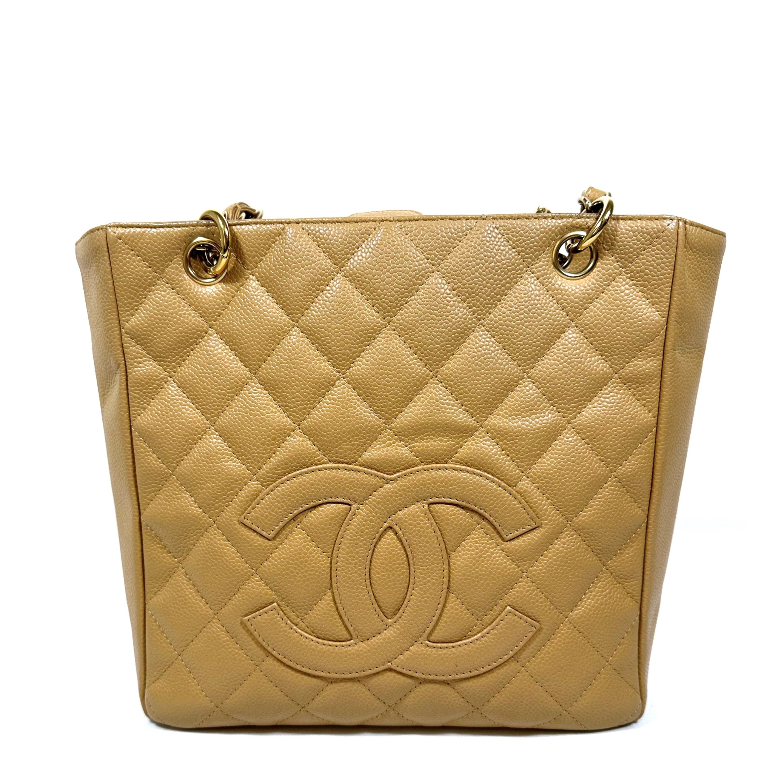 CHANEL PETITE SHOPPING TOTE BAG IN BEIGE CAVIAR LEATHER - Still in fashion