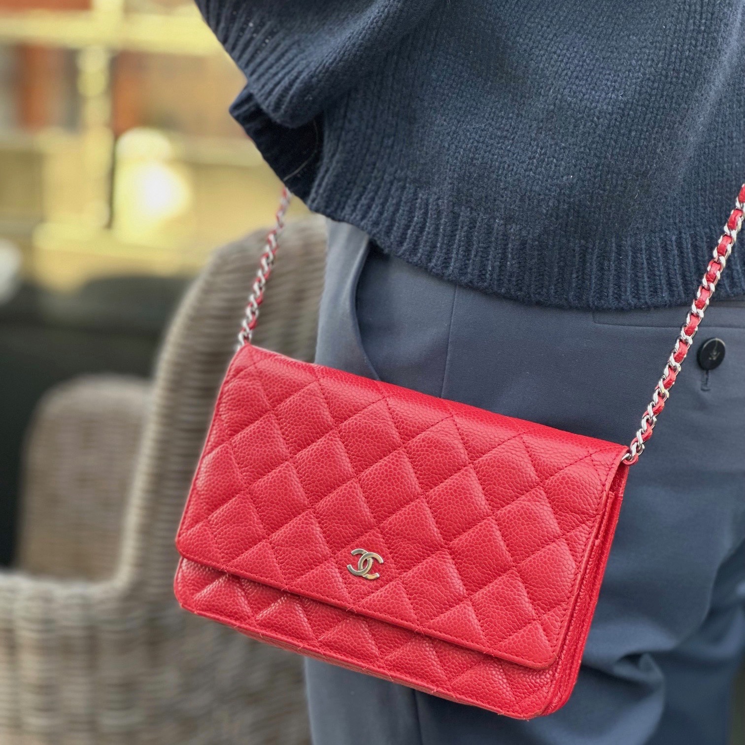 CHANEL WOC (WALLET ON CHAIN) IN RED CAVIAR LEATHER - Still in fashion