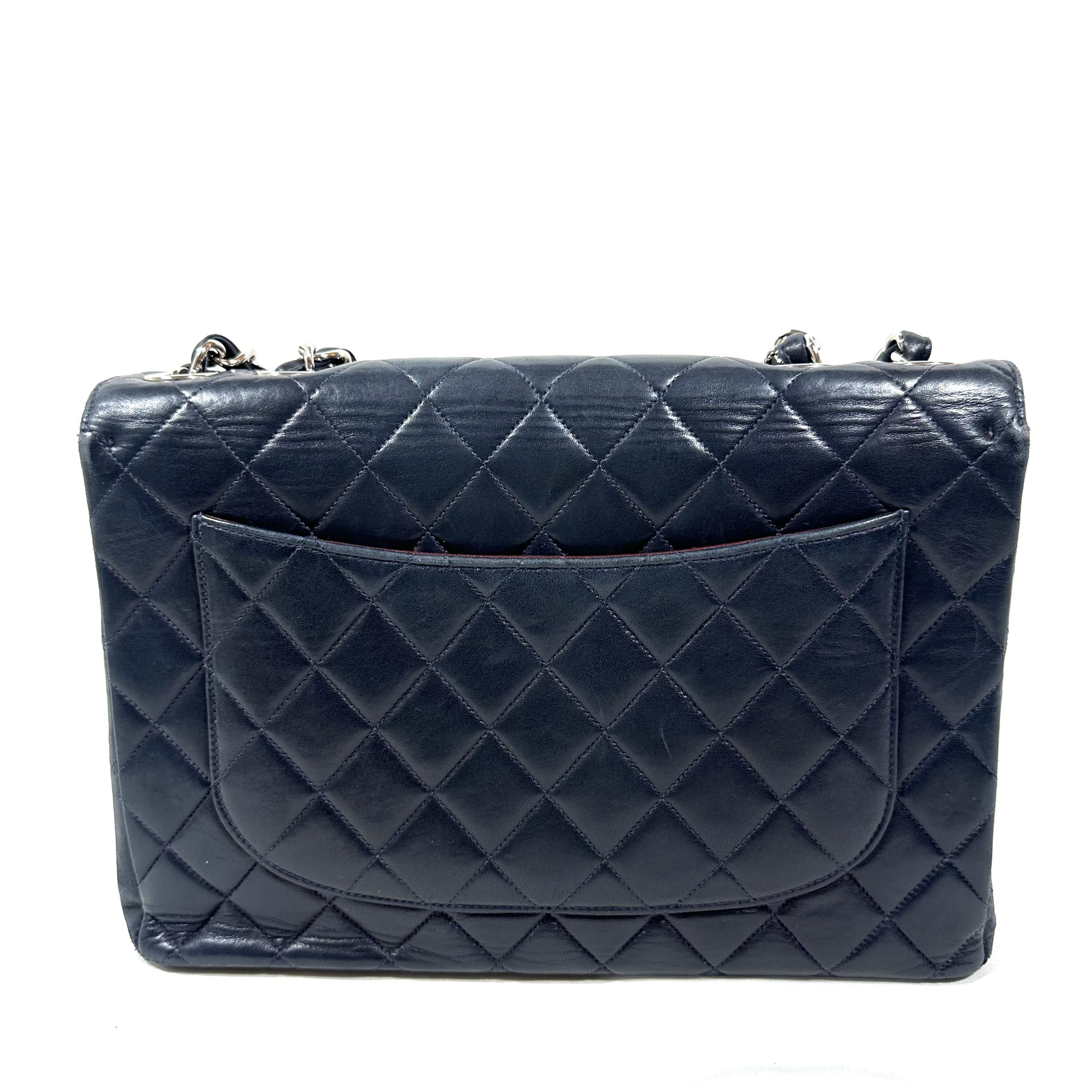 Bolsa Chanel Original Quilted Perforated Leather Single Flap Jumbo Feminina