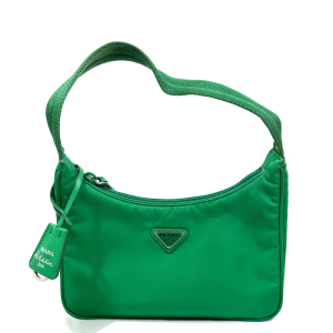 PRADA RE-EDITION 2000 GREEN NYLON TESSUTO BAGUETTE BAG