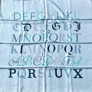 HERMÈS PALE BLUE 90 SILK CARRÉ ‘ALPHABET’ BY A.M. CASSANDRE