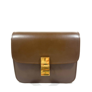 CELINE SMALL TEEN CLASSIC BOX BAG IN BROWN LEATHER