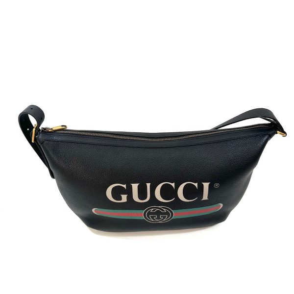 Gucci black leather logo half moon hobo bag - Image 2