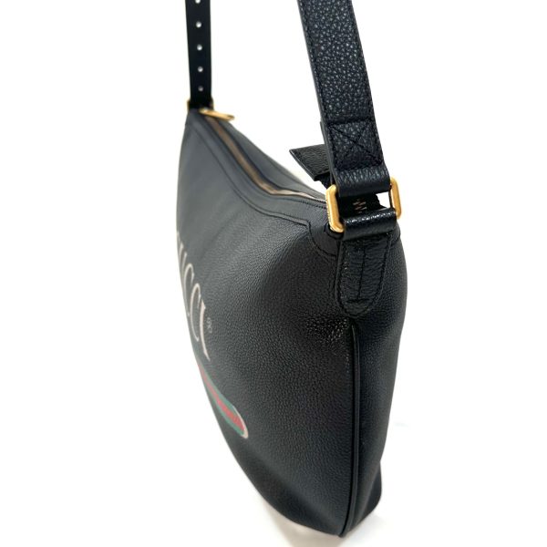 Gucci black leather logo half moon hobo bag - Image 7