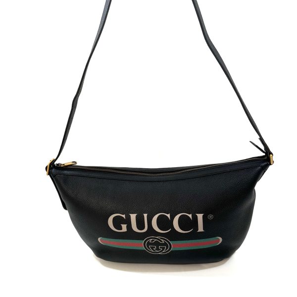 Gucci black leather logo half moon hobo bag - Image 3