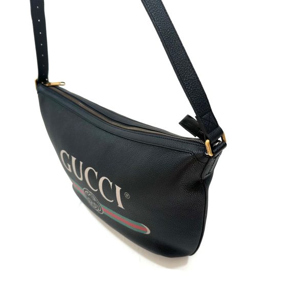 Gucci black leather logo half moon hobo bag - Image 6