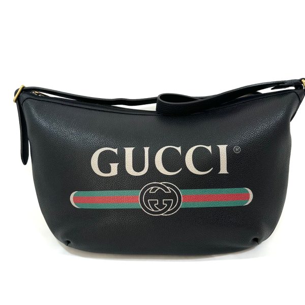 Gucci black leather logo half moon hobo bag - Image 4