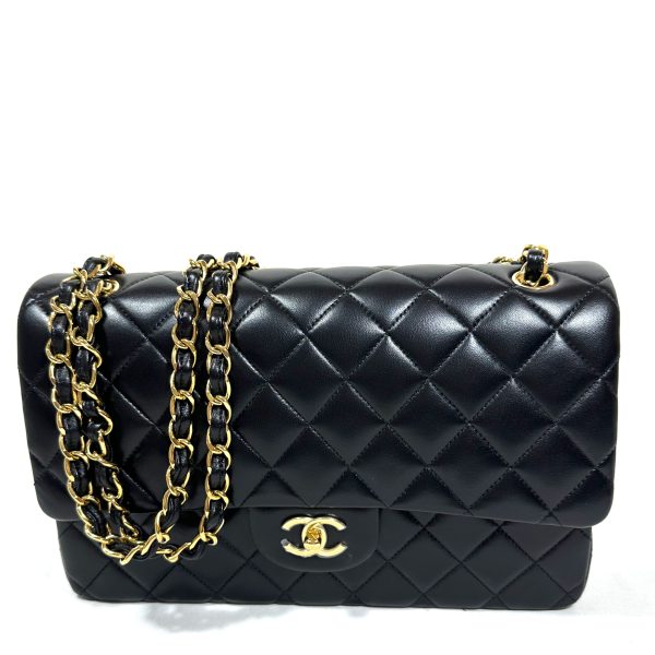 Chanel jumbo Double flap axelväska i kviltad svart lammläder