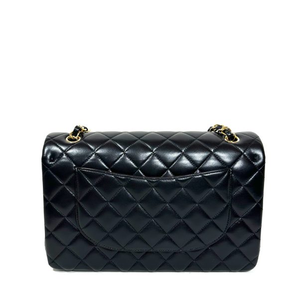 Chanel jumbo Double flap axelväska i kviltad svart lammläder - Bild 4