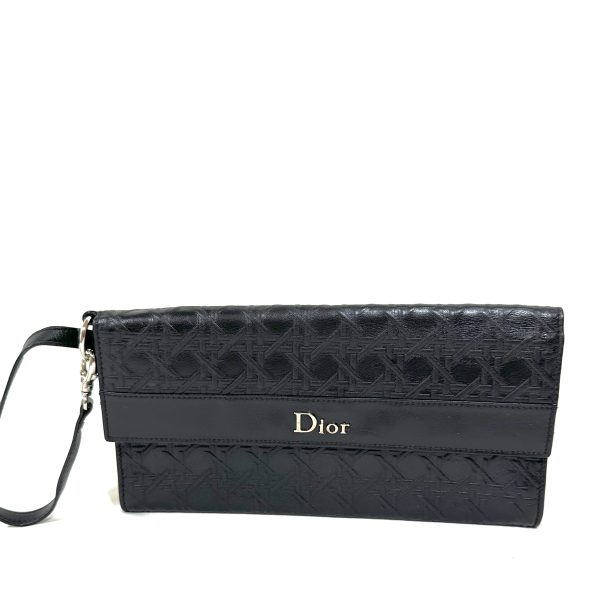 Dior clutch i svart cannage läder