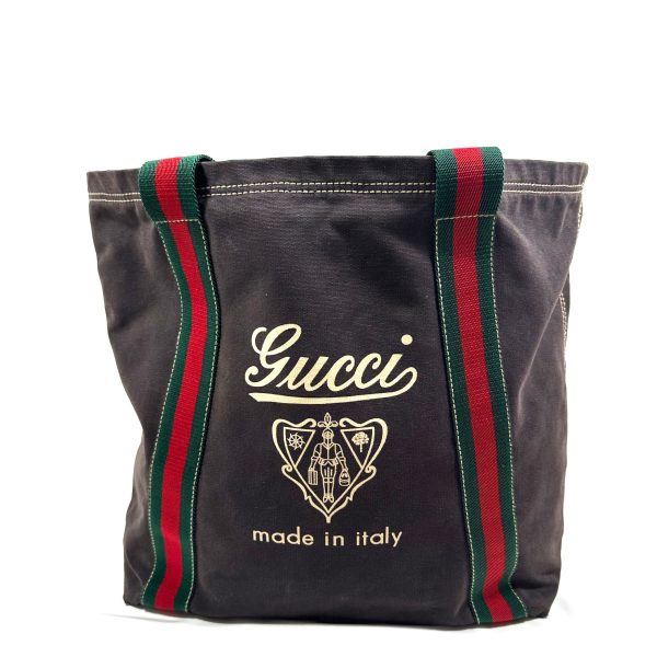 Gucci web handles brown canvas tote bag