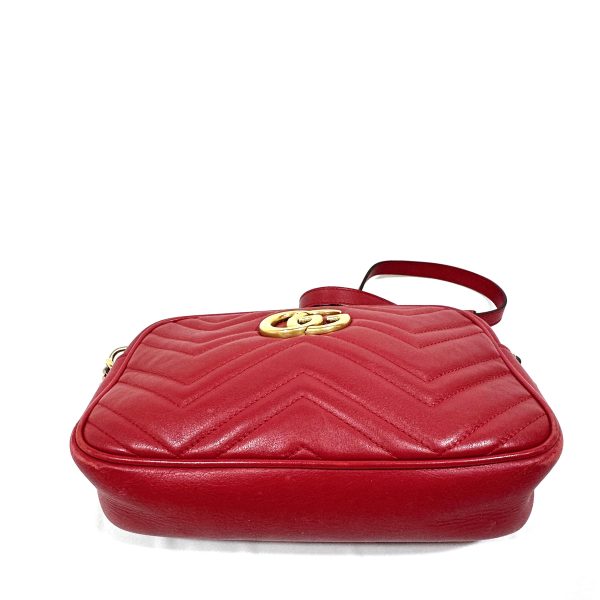 Gucci GG Marmont Small Red Leather Disco Crossbody Bag - Image 9