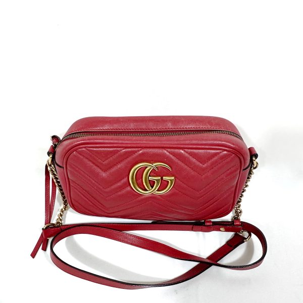 Gucci GG Marmont Small Disco Crossbody Väska i Rött Läder - Bild 3