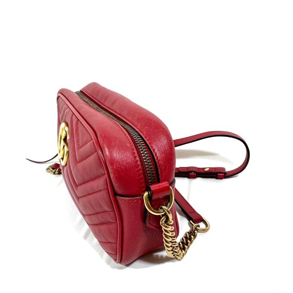 Gucci GG Marmont Small Red Leather Disco Crossbody Bag - Image 6