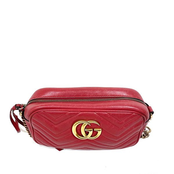 Gucci GG Marmont Small Red Leather Disco Crossbody Bag - Image 4