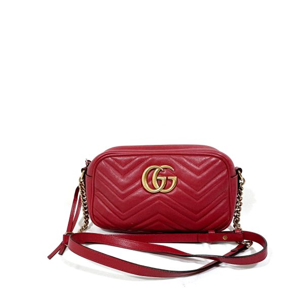 Gucci GG Marmont Small Red Leather Disco Crossbody Bag - Image 2