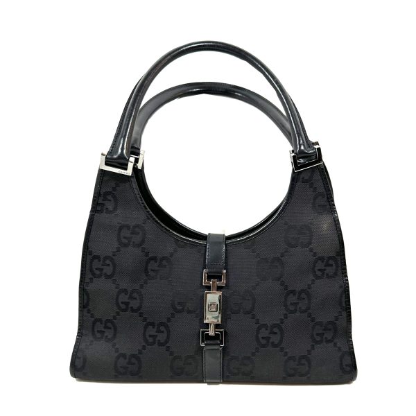 Gucci jackie bardot vintage GG black canvas shoulder bag