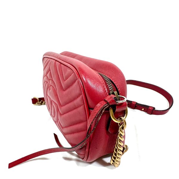 Gucci GG Marmont Small Red Leather Disco Crossbody Bag - Image 7