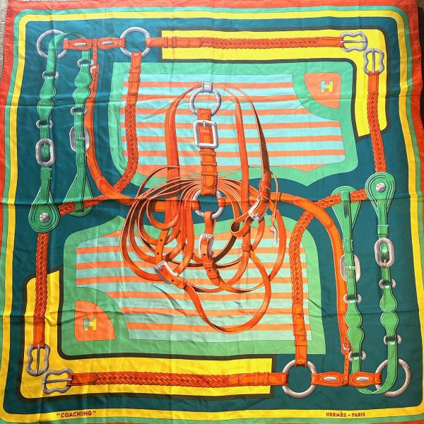 Hermès 140 multicolour silk twill scarf 'coaching' - Bild 2