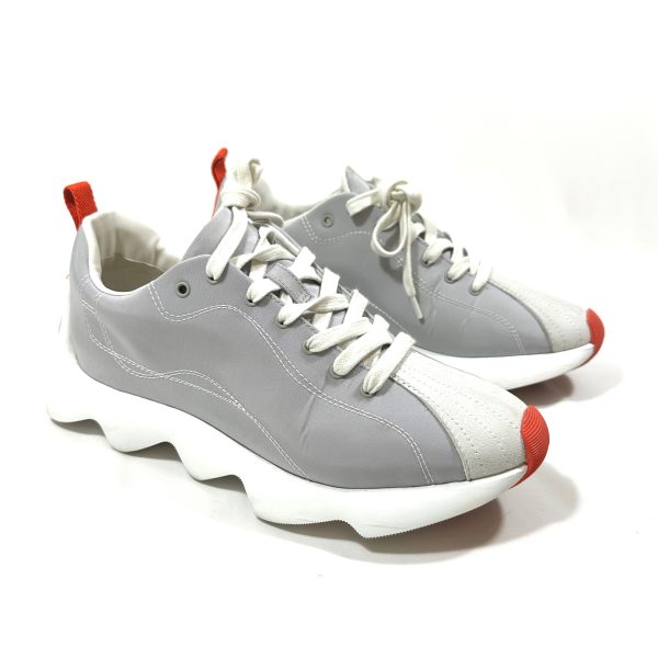 Hermès envol white/ grey sneakers with orange details, size 38 - Image 2