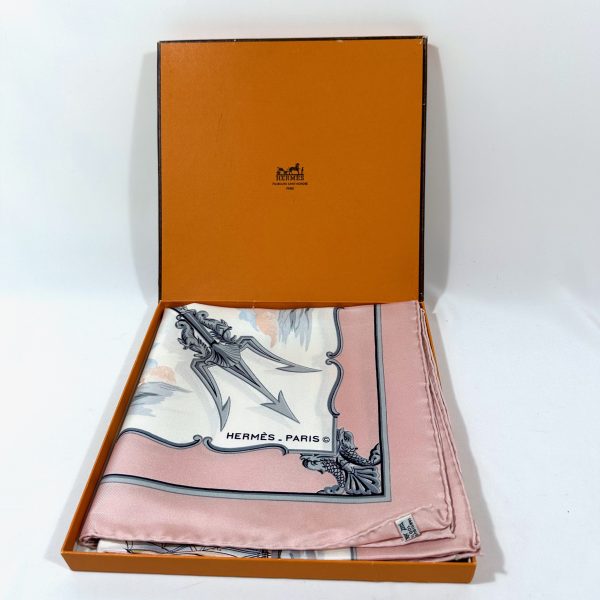 Hermès 90 rosa siden scarf 'la marine en bois' - Bild 8