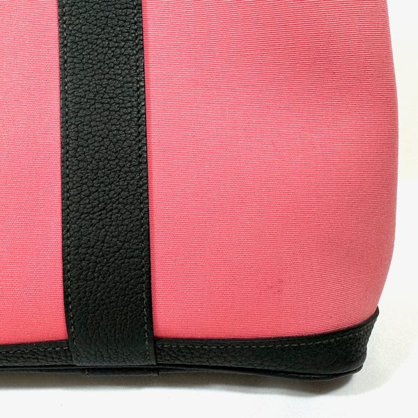 Hermès garden party 36 tote bag in pink canvas & black leather - Image 7