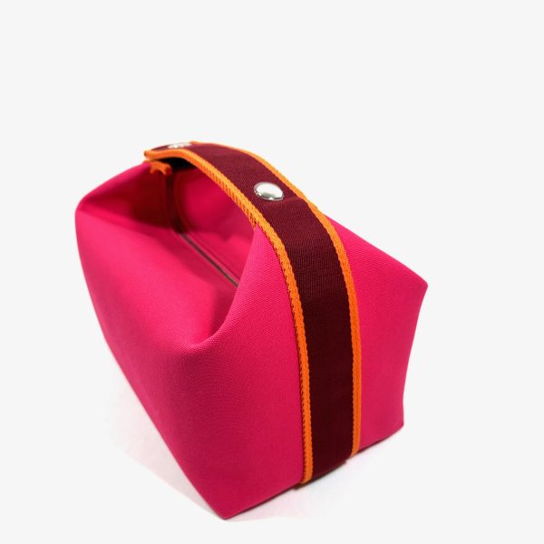 Hermès large toile bride a brac fuchsia rosa canvas vanity case - Bild 4