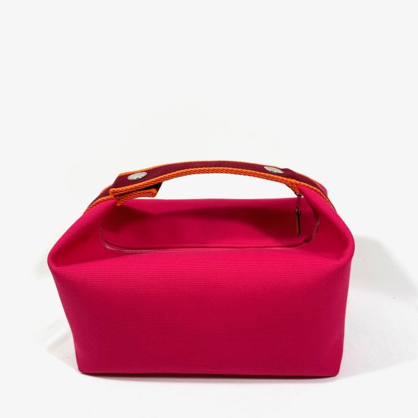 Hermès large toile bride a brac fuchsia rosa canvas vanity case - Bild 3