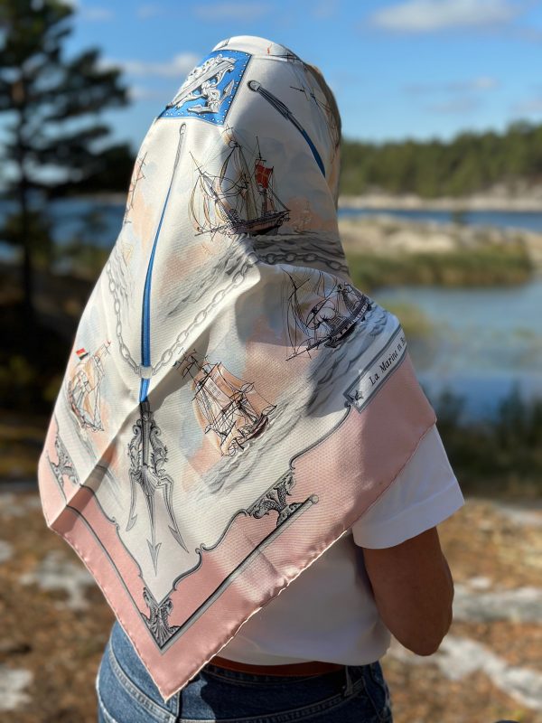 Hermès 90 rosa siden scarf 'la marine en bois' - Bild 9