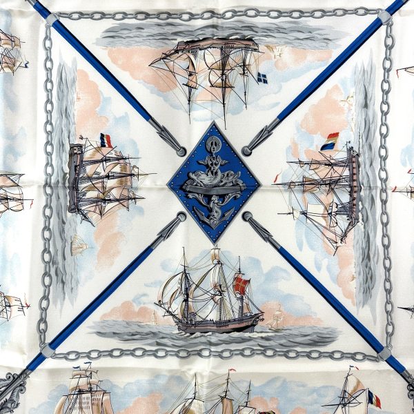 Hermès 90 rosa siden scarf 'la marine en bois' - Bild 3