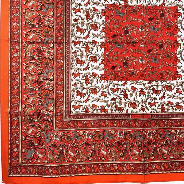 Hermès 90 orange / röd siden scarf 'chasse en inde' - Bild 5