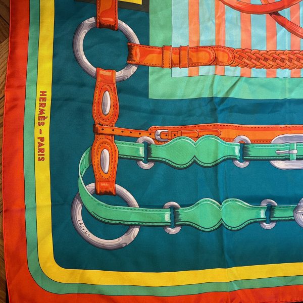 Hermès 140 multicolour silk twill scarf 'coaching' - Bild 3