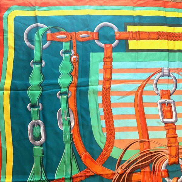 Hermès 140 multicolour silk twill scarf 'coaching' - Bild 5