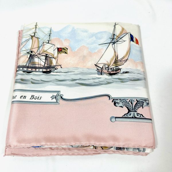 Hermès 90 rosa siden scarf 'la marine en bois' - Bild 2