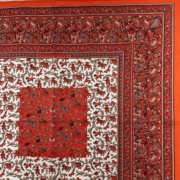 Hermès 90 orange / röd siden scarf 'chasse en inde' - Bild 7