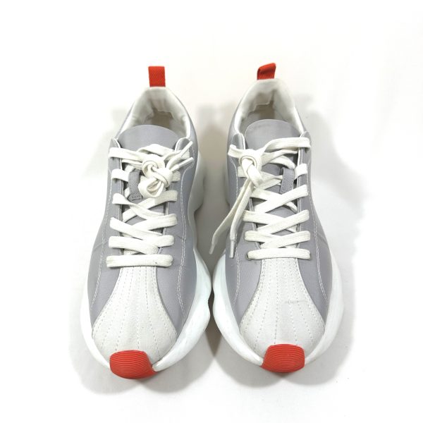 Hermès envol white/ grey sneakers with orange details, size 38 - Image 4