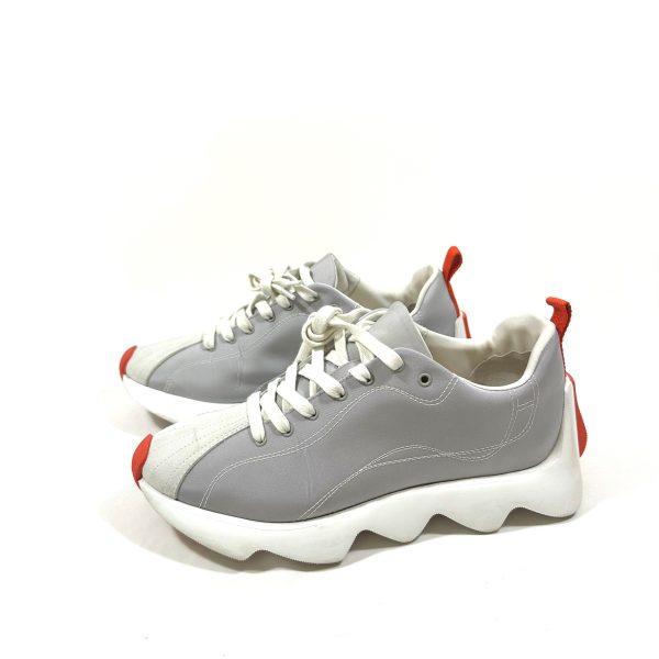 Hermès envol white/ grey sneakers with orange details, size 38 - Image 3