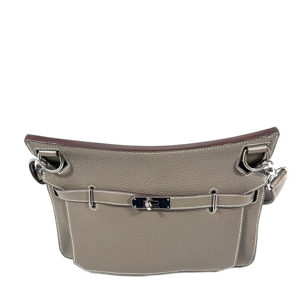 Hermès jypsière 28 crossbody väska i taupe clemence läder - Bild 3