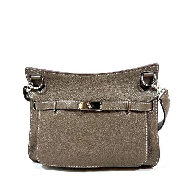 Hermès jypsière 28 crossbody väska i taupe clemence läder - Bild 2