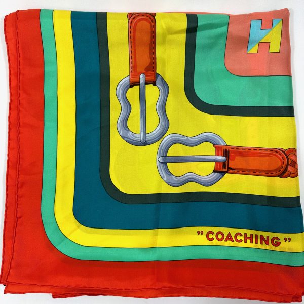 Hermès 140 multicolour silk twill scarf 'coaching' - Bild 9