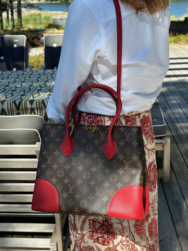 Louis vuitton flandrin tote bag, monogram canvas red leather details - Image 12