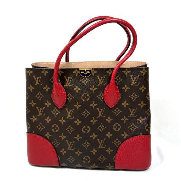 Louis vuitton flandrin tote bag, monogram canvas red leather details - Image 3