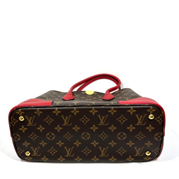 Louis vuitton flandrin tote bag, monogram canvas red leather details - Image 8