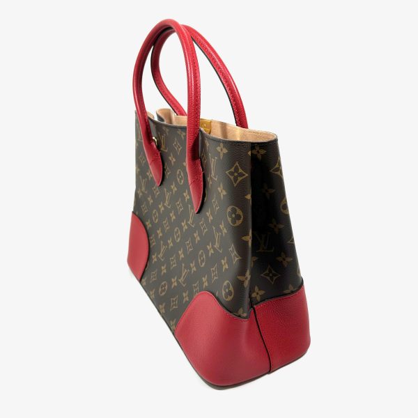 Louis vuitton flandrin tote bag, monogram canvas red leather details - Image 6