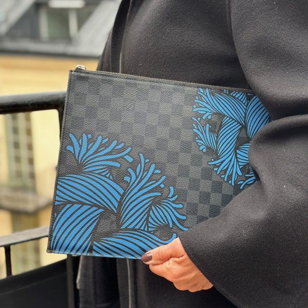 Louis vuitton christophe nemeth jour pochette GM /dokument portfölj i damier graphite - Bild 7