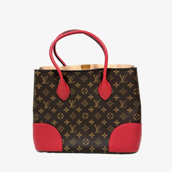 Louis vuitton flandrin tote bag, monogram canvas red leather details - Image 5