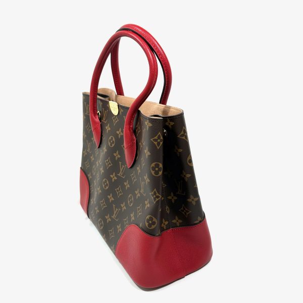 Louis vuitton flandrin tote bag, monogram canvas red leather details - Image 7